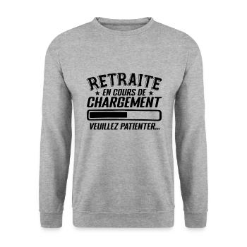 Retraite Est En Cours De Chargement... - Sweat-shirt Unisexe - gris chiné - Devant - Alina (178cm) & Michal (187cm)