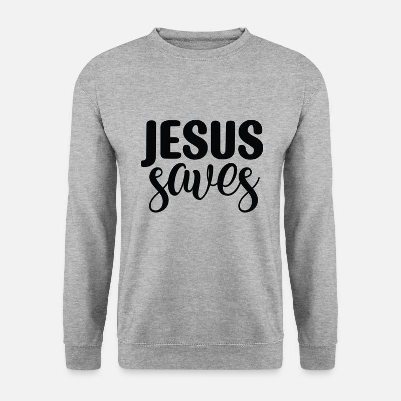 Jesus Saves - Unisex Pullover - Weißgrau meliert