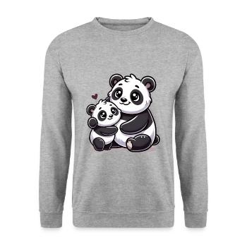Loving Panda Parent with Child - Unisex Sweatshirt - salt & pepper - Front - Alina (178cm) & Michal (187cm)