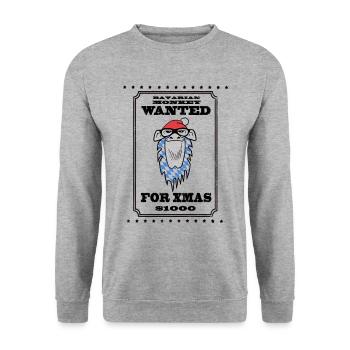 Bavarian Monkey Wanted for Xmas - Unisex Sweatshirt - salt & pepper - Front - Alina (178cm) & Michal (187cm)