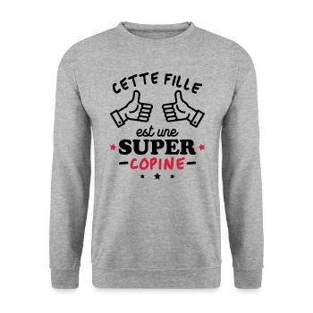 Cette fille est une super copine - Sweat-shirt Unisexe - gris chiné - Devant - Alina (178cm) & Michal (187cm)