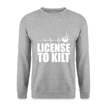 Schottischer Kilt Tracht - Schottenrock Schottland - Unisex Pullover - Weißgrau meliert - Vorne - Alina (178cm) & Michal (187cm)
