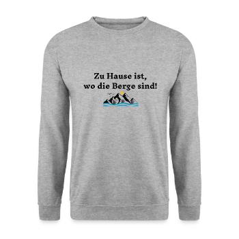 Zu Hause ist wo die Berge sind - Unisex Pullover - Weißgrau meliert - Vorne - Alina (178cm) & Michal (187cm)