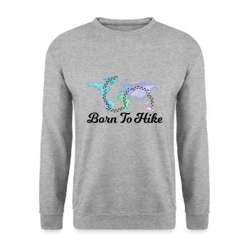 Born To Hike - Geboren zum Wandern - Unisex Sweatshirt - salt & pepper - Front - Alina (178cm) & Michal (187cm)