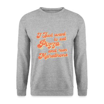 Pizza Und Marathon Läufer Laufen - Unisex Pullover - Weißgrau meliert - Vorne - Alina (178cm) & Michal (187cm)