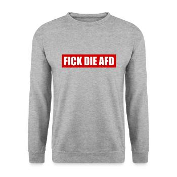 Fick die afd - Unisex Pullover - Weißgrau meliert - Vorne - Alina (178cm) & Michal (187cm)