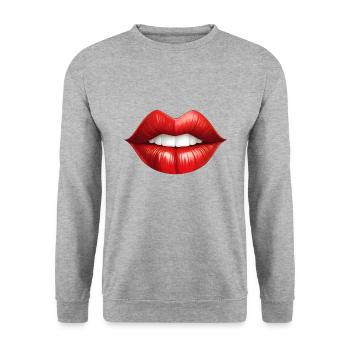 Les lèvres rouges sont faites pour être embrassées - Sweat-shirt Unisexe - gris chiné - Devant - Alina (178cm) & Michal (187cm)