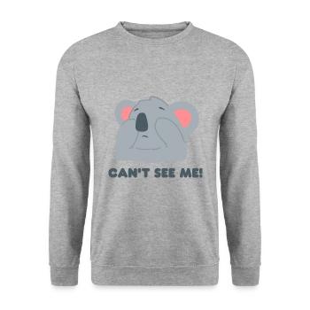 Koala Design « JE NE PEUX PAS ME VOIR » - Sweat-shirt Unisexe - gris chiné - Devant - Alina (178cm) & Michal (187cm)