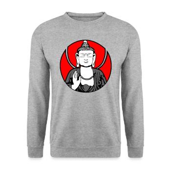 Gautama Buddha Logo - Unisex Sweatshirt - salt & pepper - Front - Alina (178cm) & Michal (187cm)
