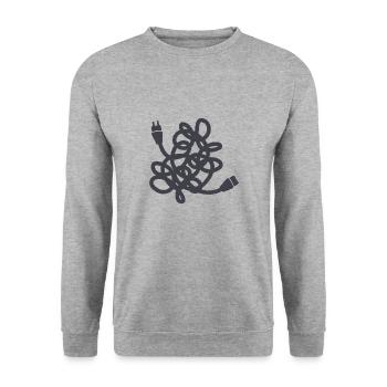 Power cord tangled knot - Unisex Sweatshirt - salt & pepper - Front - Alina (178cm) & Michal (187cm)