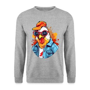 Zozo the rooster - Unisex Sweatshirt - salt & pepper - Front - Alina (178cm) & Michal (187cm)