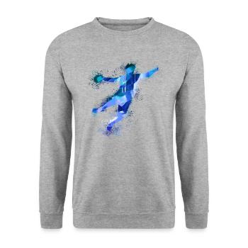 Handball, handballer, Beachhandball,Graffiti,blau - Sweat-shirt Unisexe - gris chiné - Devant - Alina (178cm) & Michal (187cm)