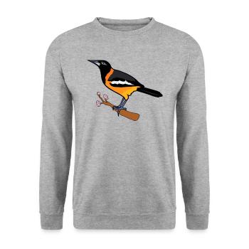 Venezuelan Troupial: Bird Lover's Delight - Unisex Sweatshirt - salt & pepper - Front - Alina (178cm) & Michal (187cm)