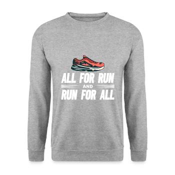 Love Running Zitat - Motivationslauf - Unisex Pullover - Weißgrau meliert - Vorne - Alina (178cm) & Michal (187cm)