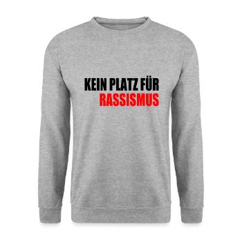 kein platz für rassismus - Unisex Pullover - Weißgrau meliert - Vorne - Alina (178cm) & Michal (187cm)