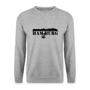 Hamburg - Unisex Pullover - Weißgrau meliert - Vorne - Alina (178cm) & Michal (187cm)