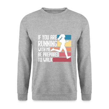 Langsam Laufen Joggen - Slow Runner - Unisex Pullover - Weißgrau meliert - Vorne - Alina (178cm) & Michal (187cm)