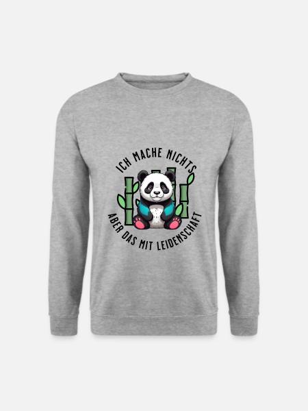 Chill Panda Vibes - Unisex Pullover - Weißgrau meliert