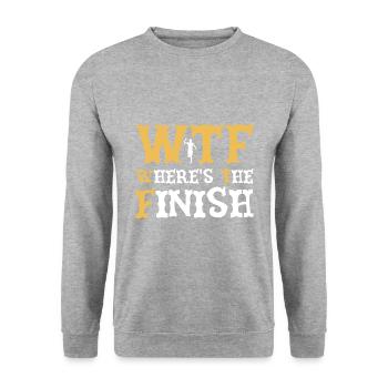WTF Wo ist das Ziel - Running Runner - Unisex Pullover - Weißgrau meliert - Vorne - Alina (178cm) & Michal (187cm)