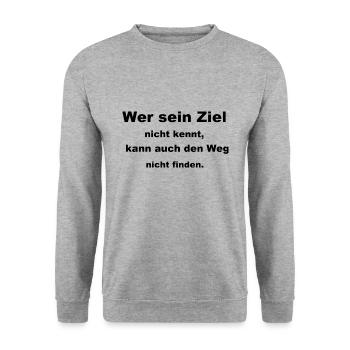 Wer sein Ziel nicht kennt - Unisex Pullover - Weißgrau meliert - Vorne - Alina (178cm) & Michal (187cm)