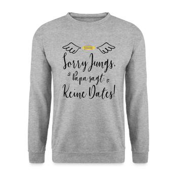 Sorry Jungs Papa Sagt Keine Dates Geschenk Tochter - Unisex Pullover - Weißgrau meliert - Vorne - Alina (178cm) & Michal (187cm)