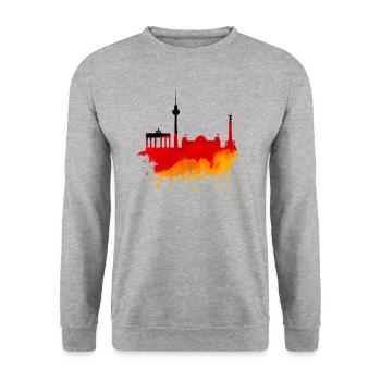 Berlin Skyline Germany Flag German Flag - Unisex Sweatshirt - salt & pepper - Front - Alina (178cm) & Michal (187cm)