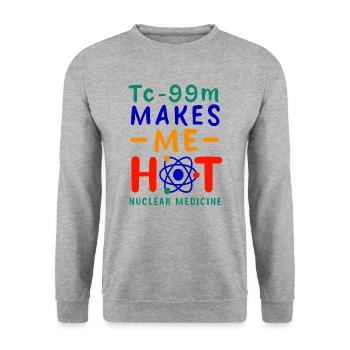 Tc-99m Makes Me Hot Specialist in Nuclear Medicine - Unisex Sweatshirt - salt & pepper - Front - Alina (178cm) & Michal (187cm)