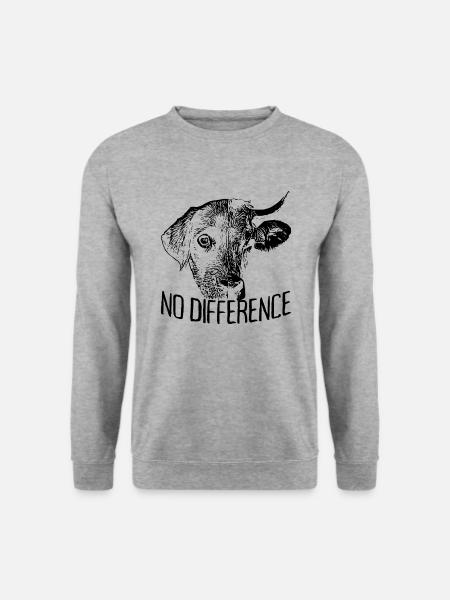 No Difference Vegan Vegetarier Hund Kuh Veganer - Unisex Pullover - Weißgrau meliert