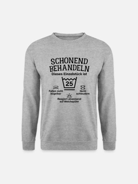 Schonend Behandeln Einzelstück 25. Geburtstag - Unisex Pullover - Weißgrau meliert