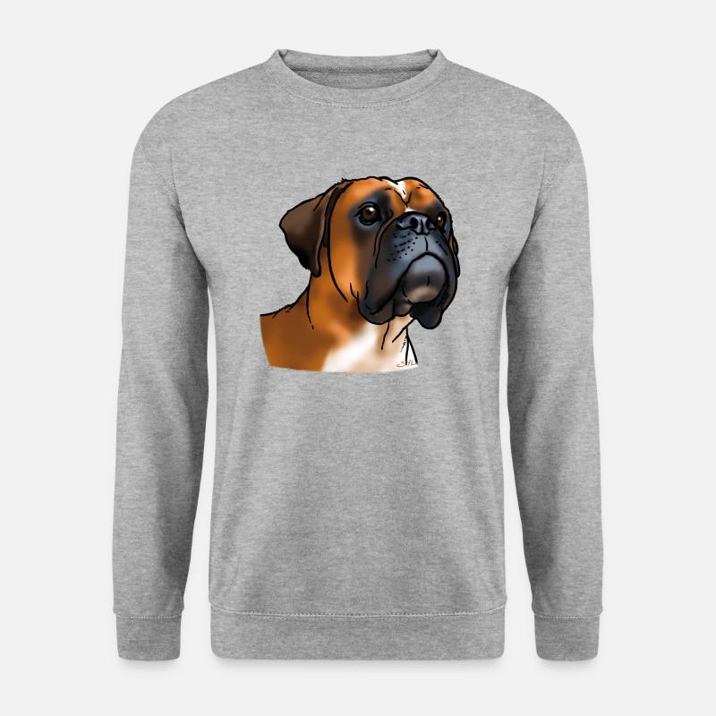 Boxer Hundekopf - Unisex Pullover - Weißgrau meliert