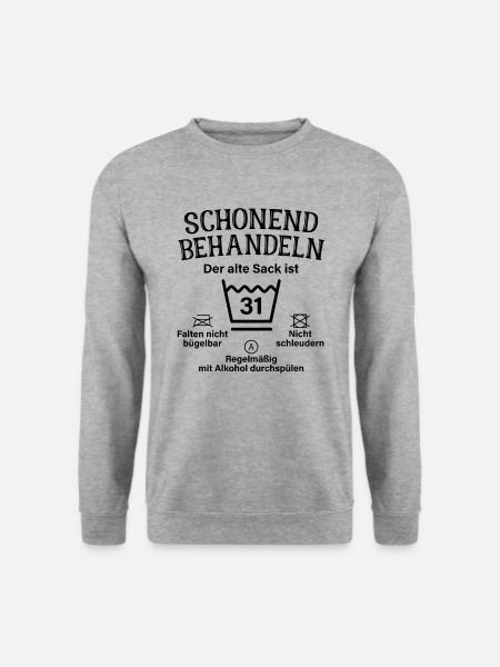 Schonend Behandeln 31. Geburtstag Der Alte Sack 31 - Unisex Pullover - Weißgrau meliert