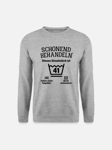 Schonend Behandeln 41. Geburtstag Einzelstück 41 - Unisex Pullover - Weißgrau meliert
