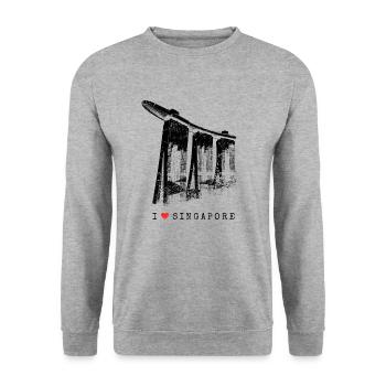 Singapore Marina Bay Vintage Asia I Love Singapore - Unisex Sweatshirt - salt & pepper - Front - Alina (178cm) & Michal (187cm)
