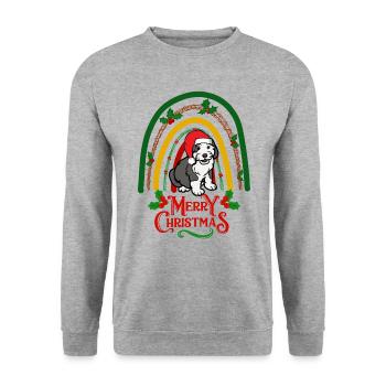 Bobtail Noël Chien de berger anglais - Sweat-shirt Unisexe - gris chiné - Devant - Alina (178cm) & Michal (187cm)
