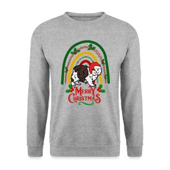 Cymric Chat Noël - Sweat-shirt Unisexe - gris chiné - Devant - Alina (178cm) & Michal (187cm)