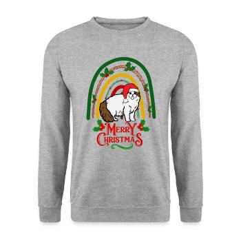 Chat écossais à oreille pliante Noël - Sweat-shirt Unisexe - gris chiné - Devant - Alina (178cm) & Michal (187cm)