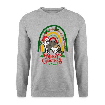 Chat écossais à oreille pliante Noël - Sweat-shirt Unisexe - gris chiné - Devant - Alina (178cm) & Michal (187cm)