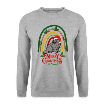 British Shorthair Cat Noël - Sweat-shirt Unisexe - gris chiné - Devant - Alina (178cm) & Michal (187cm)