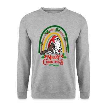 Chat de la forêt norvégienne Noël - Sweat-shirt Unisexe - gris chiné - Devant - Alina (178cm) & Michal (187cm)