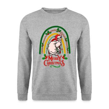 Sphynx Katze Weihnachten - Unisex Pullover - Weißgrau meliert - Vorne - Alina (178cm) & Michal (187cm)