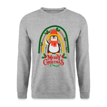 Christmas Penguin wishes Merry Christmas - Unisex Sweatshirt - salt & pepper - Front - Alina (178cm) & Michal (187cm)