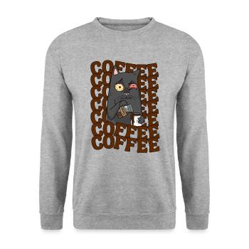 coffee cat funny saying tired cat coffee - Unisex Sweatshirt - salt & pepper - Front - Alina (178cm) & Michal (187cm)