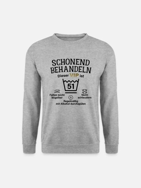 51. Geburtstag Schonend Behandeln 51 VIP ist 51 - Unisex Pullover - Weißgrau meliert