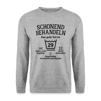 29. Geburtstag Schonend Behandeln 29 Teil Ist 29 - Unisex Pullover - Weißgrau meliert - Vorne - Alina (178cm) & Michal (187cm)