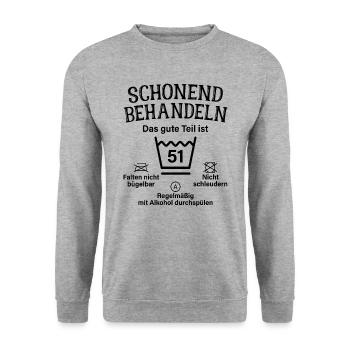 51. Geburtstag Schonend Behandeln 51 Teil Ist 51 - Unisex Pullover - Weißgrau meliert - Vorne - Alina (178cm) & Michal (187cm)