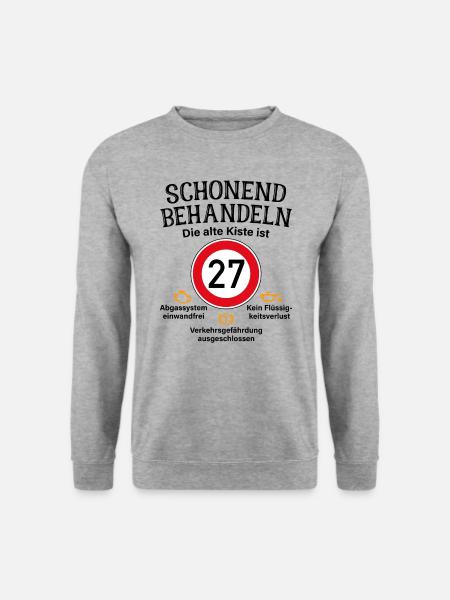 27. Geburtstag Schonend Behandeln 27 Alte Kiste 27 - Unisex Pullover - Weißgrau meliert