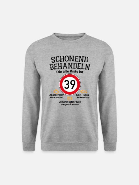 39. Geburtstag Schonend Behandeln 39 Alte Kiste 39 - Unisex Pullover - Weißgrau meliert