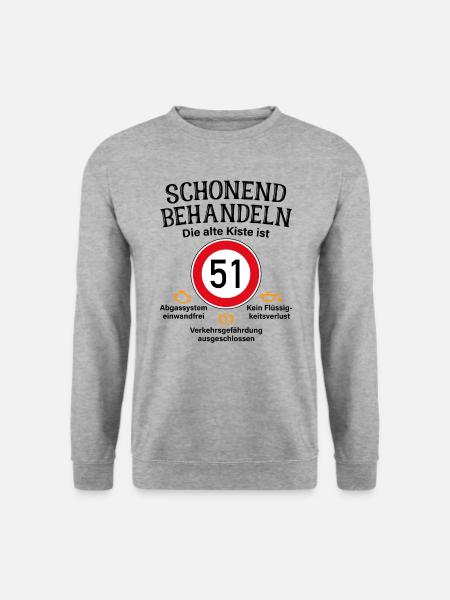 51. Geburtstag Schonend Behandeln 51 Alte Kiste 51 - Unisex Pullover - Weißgrau meliert