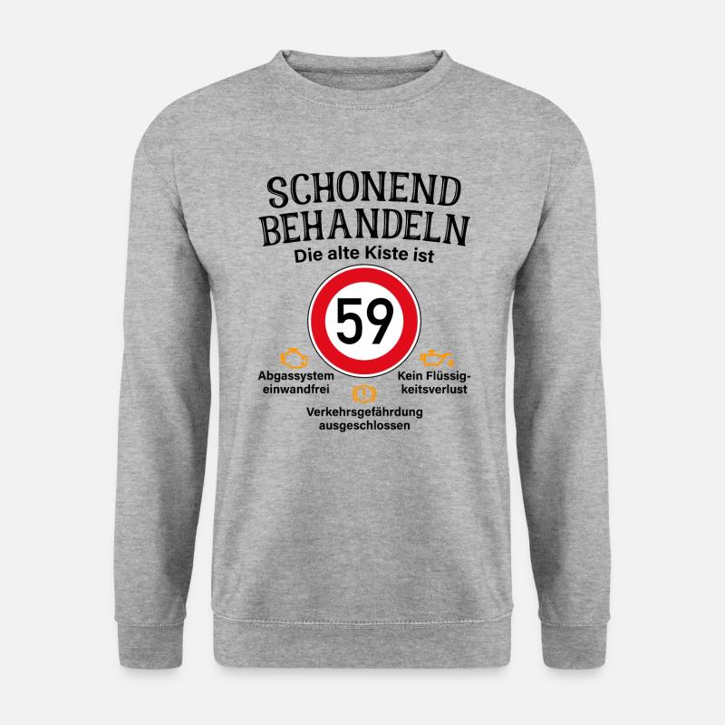 59. Geburtstag Schonend Behandeln 59 Alte Kiste 59 - Unisex Pullover - Weißgrau meliert