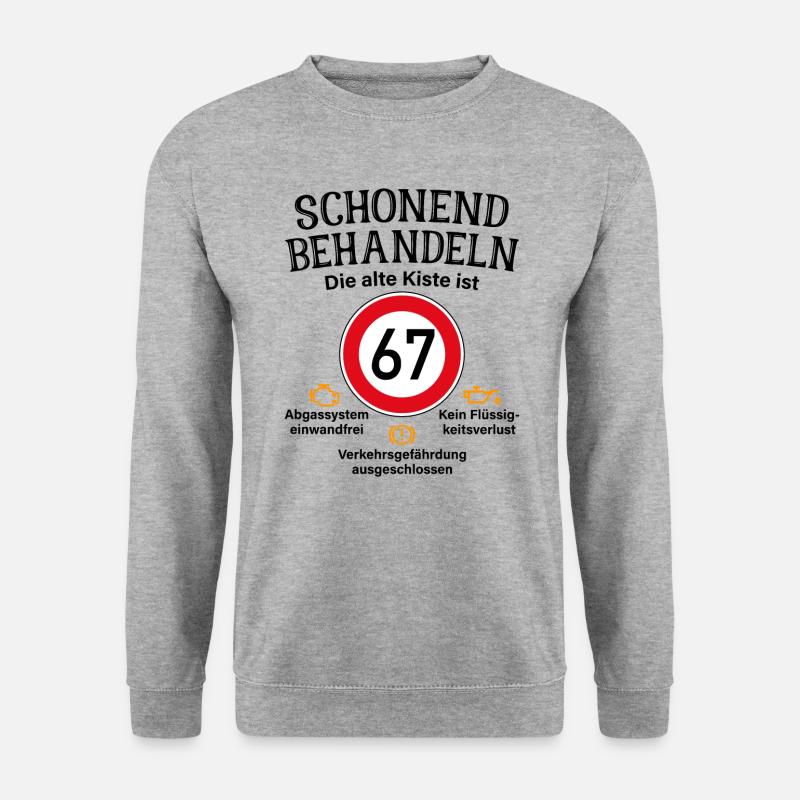 67. Geburtstag Schonend Behandeln 67 Alte Kiste 67 - Unisex Pullover - Weißgrau meliert